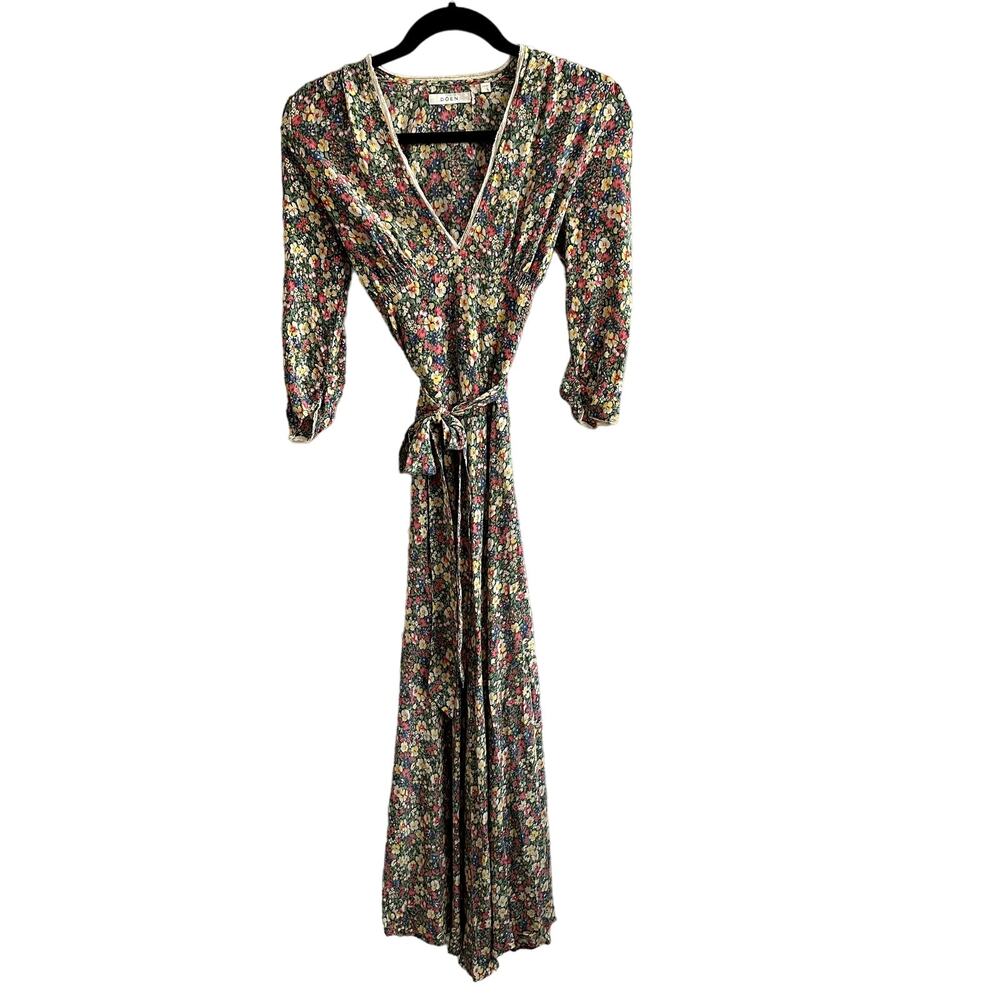 Doen Catskill Silk Floral Maxi Dress Green Valley - Picture 2 of 5
